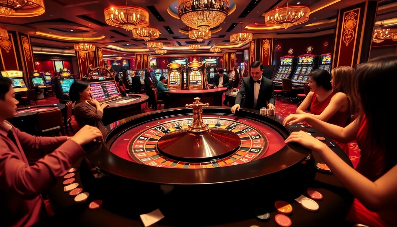 Experience high-stakes gaming thrills at https://nk88s.net/ with vibrant roulette tables and excited players.