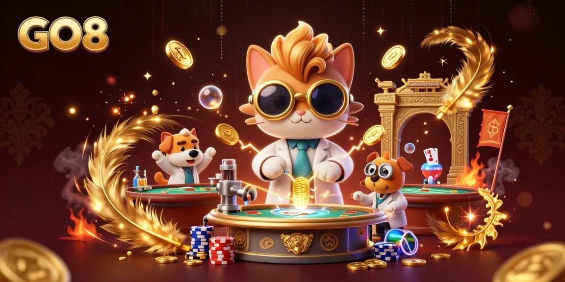 Engage in winning strategies at GO8 with our thrilling poker table scene featuring lively elements.