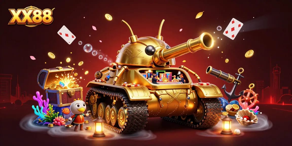 Experience the thrilling gaming atmosphere at XX88 with a dynamic 3D casino scene.