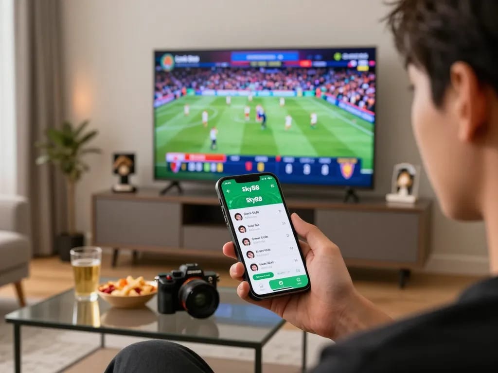 Engage with the Link Sky88 chính thức app for live sports betting during an exciting match.