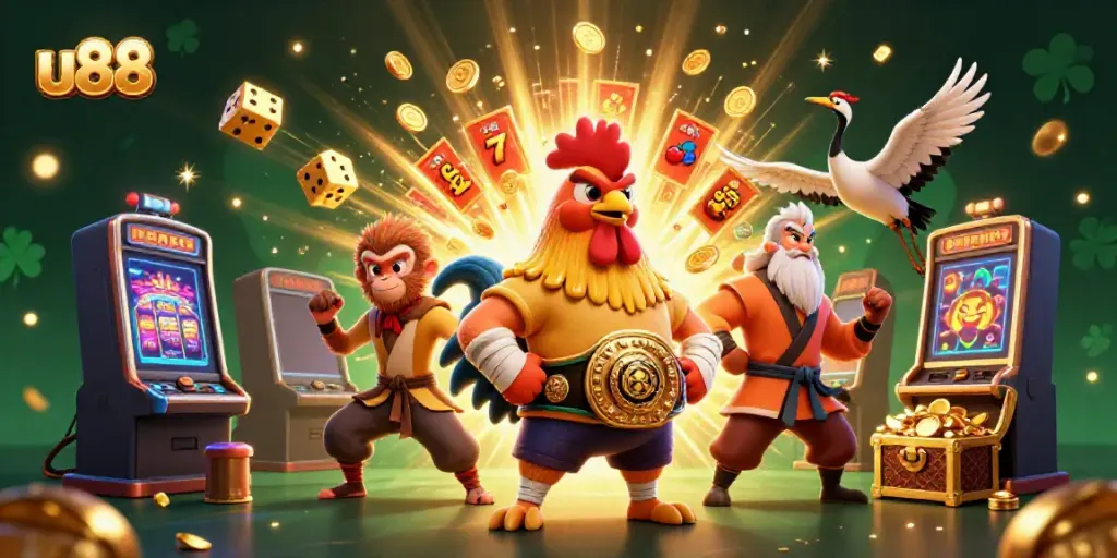 Experience thrilling gaming at u88 with vibrant characters and jackpot games exploding with excitement.