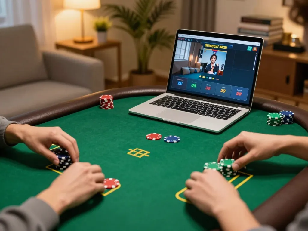 KJC online poker gameplay with engaged player making strategic bets