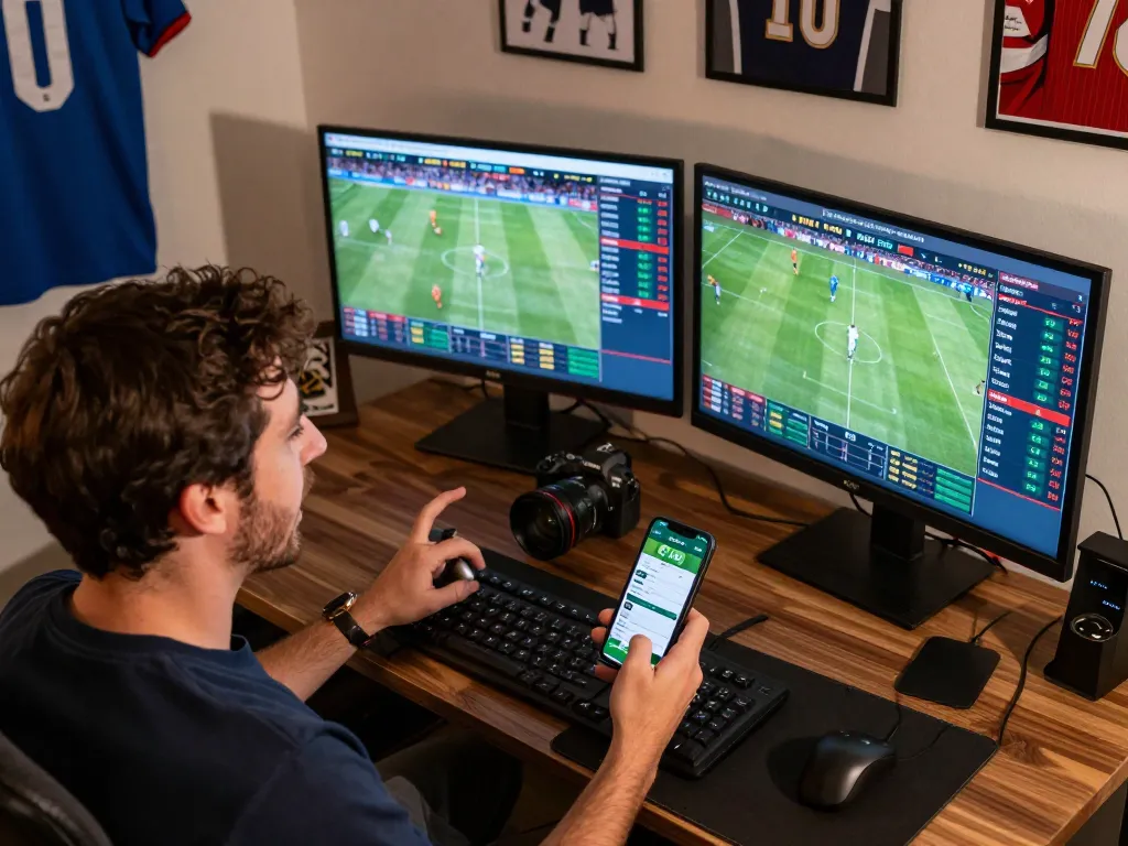 cm88 sports betting enthusiast engaging with live events and betting odds at home