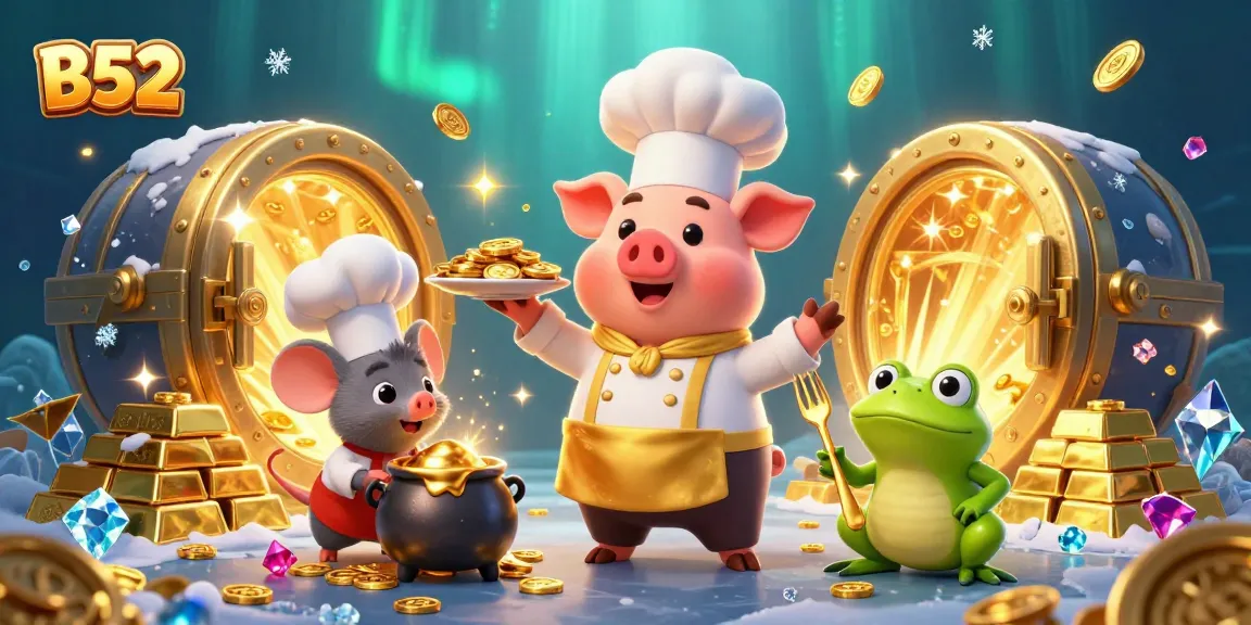 Engage in B52 excitement with a gold coin feast in this vibrant casino-themed illustration.
