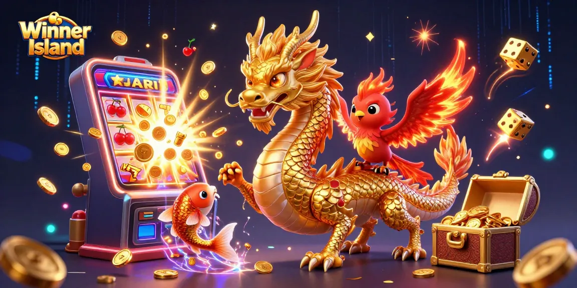 Experience the thrill of Winner Island Casino with vibrant characters and dynamic game elements.