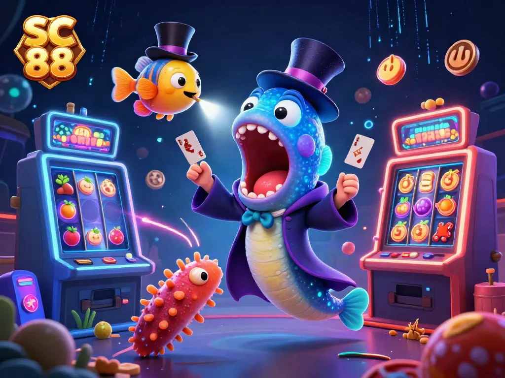 Engaging SC 88 scene featuring a glowing slot machine surrounded by magical sea creatures.