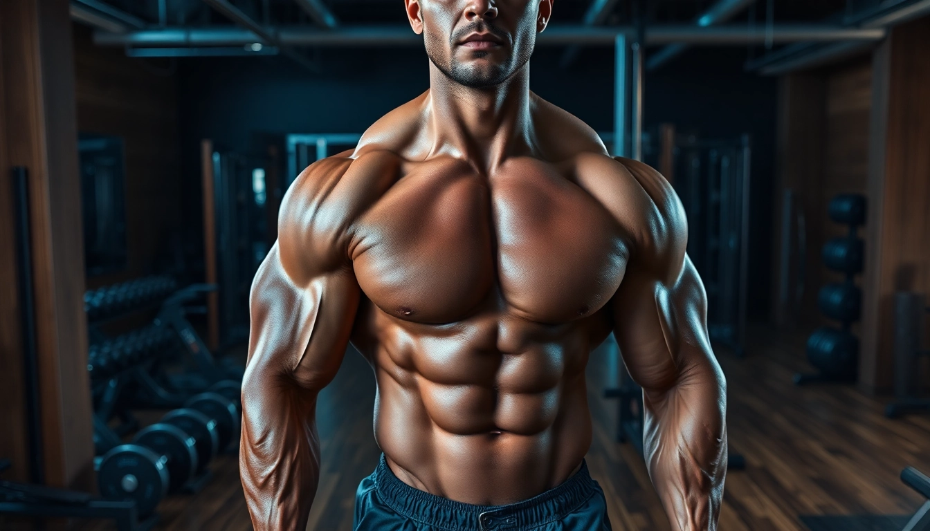 Nandrobal Nadrolone Phenyl Propionate toont een bodybuilder in een sportschool met indrukwekkende spieren.