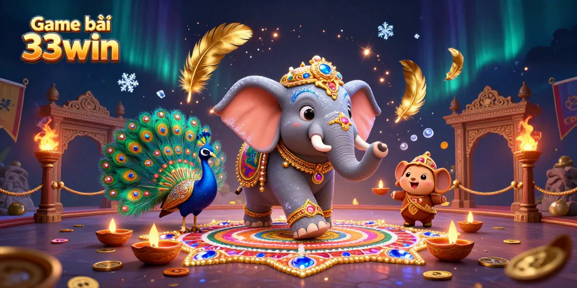 Play exciting games at Game bài 33win surrounded by a vibrant 3D casino scene.