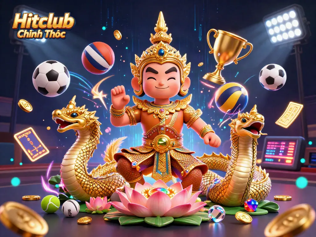 Experience the vibrant thrill of online gaming with Hitclub Chính Thức in a dynamic 3D scene.