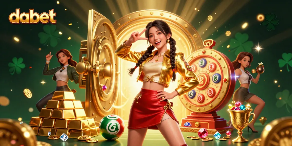 Dabet showcases a vibrant casino scene of winning moments with dynamic slot elements and colorful effects.