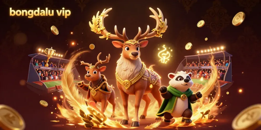 Place bets with Bongdalu VIP amidst a rich sports betting scene featuring dynamic elements and characters.