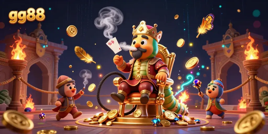 Experience thrilling excitement at gg88 with a caterpillar twist in this vibrant casino scene.