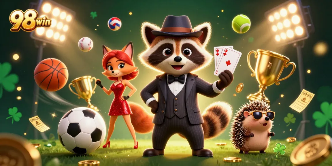 Experience the thrill of winning at 98win's vibrant online casino with charming characters.