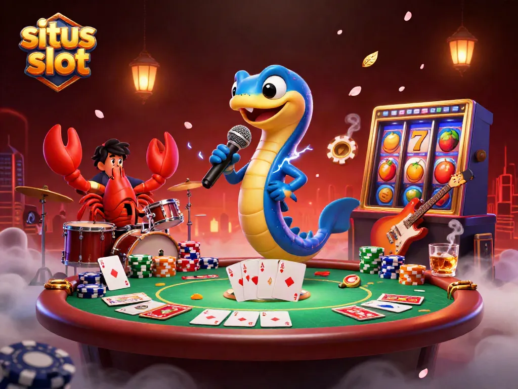 Engage with exhilarating situs slot gameplay surrounded by vibrant characters in an underwater casino scene.