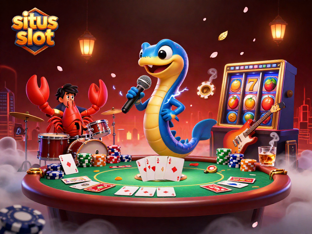 Engage with exhilarating situs slot gameplay surrounded by vibrant characters in an underwater casino scene.