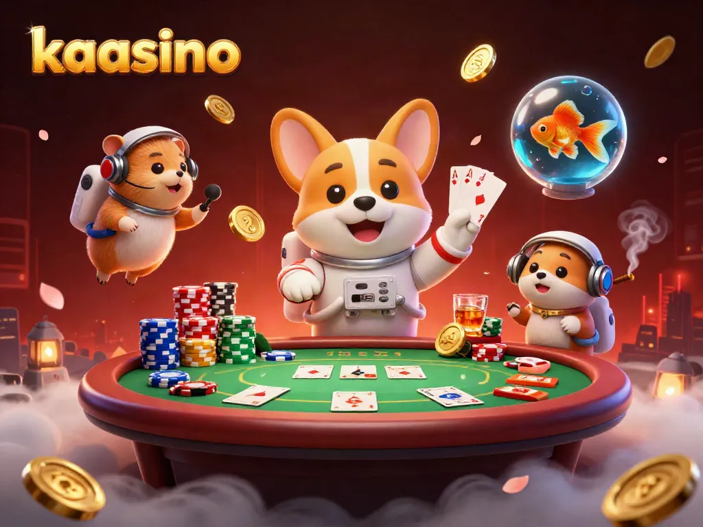 Kaasino offers exciting gaming atmosphere with floating characters in a dynamic casino scene