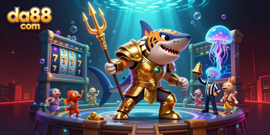 Engage in thrilling gameplay at da88 com with a vibrant underwater casino scene filled with dynamic elements.