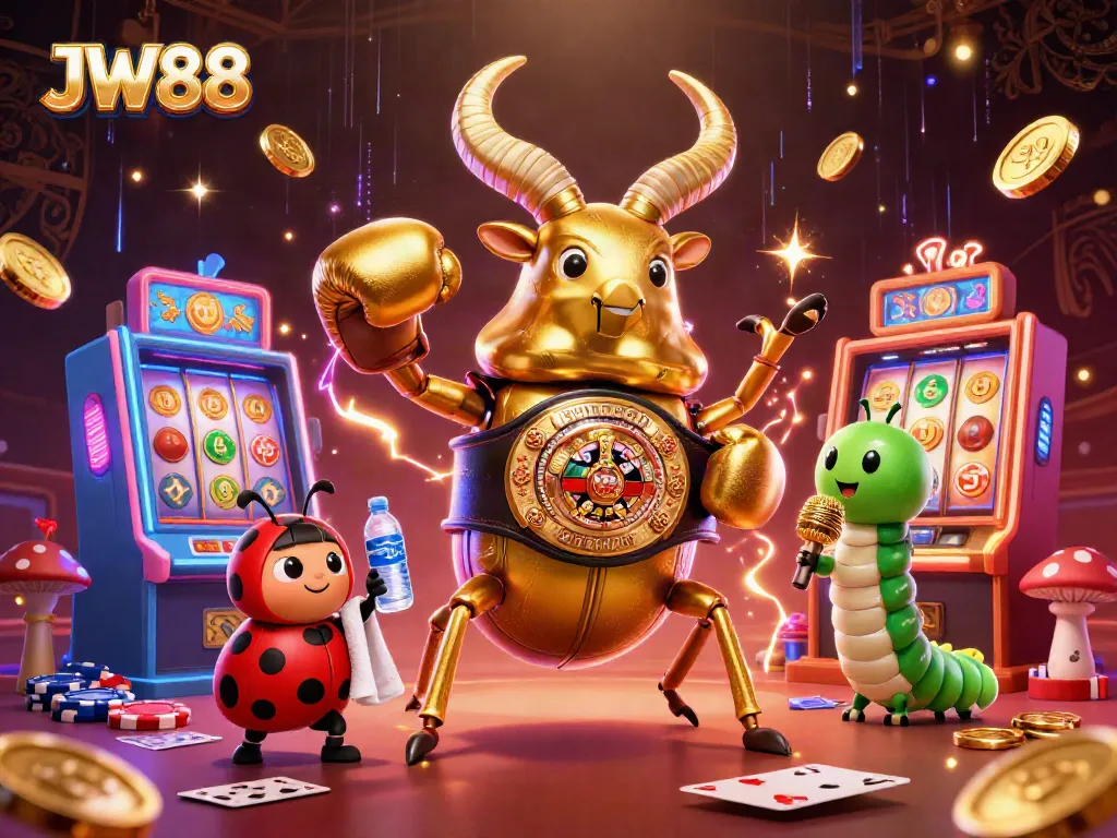 Spin the JW88 slots and join a vibrant casino showdown with animated characters.