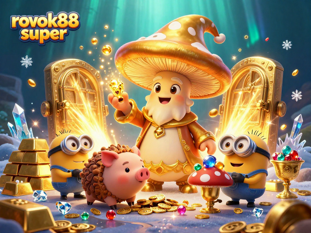 Engage with the magical world of rokok88 super, where treasures burst from golden vaults in grand 3D illustration.