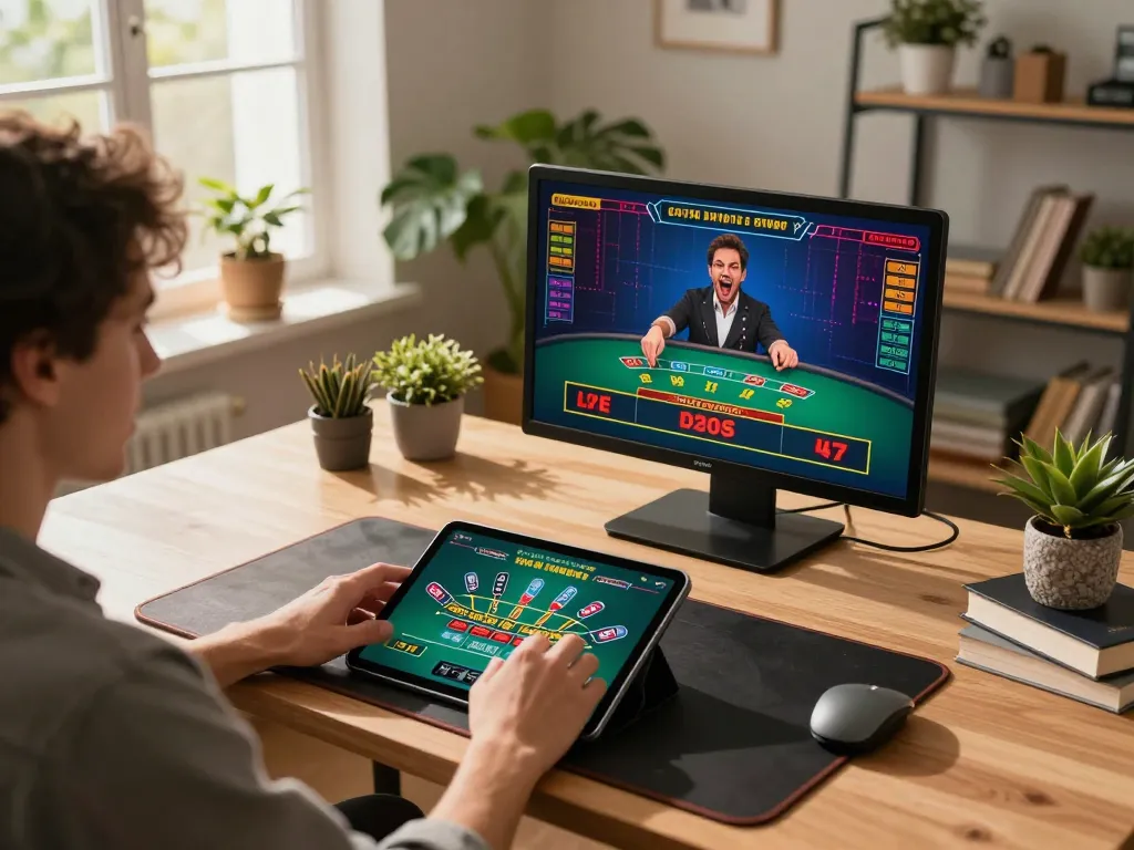 Player engages with Nhà cái Jun88 app, experiencing thrilling online blackjack with live dealer.