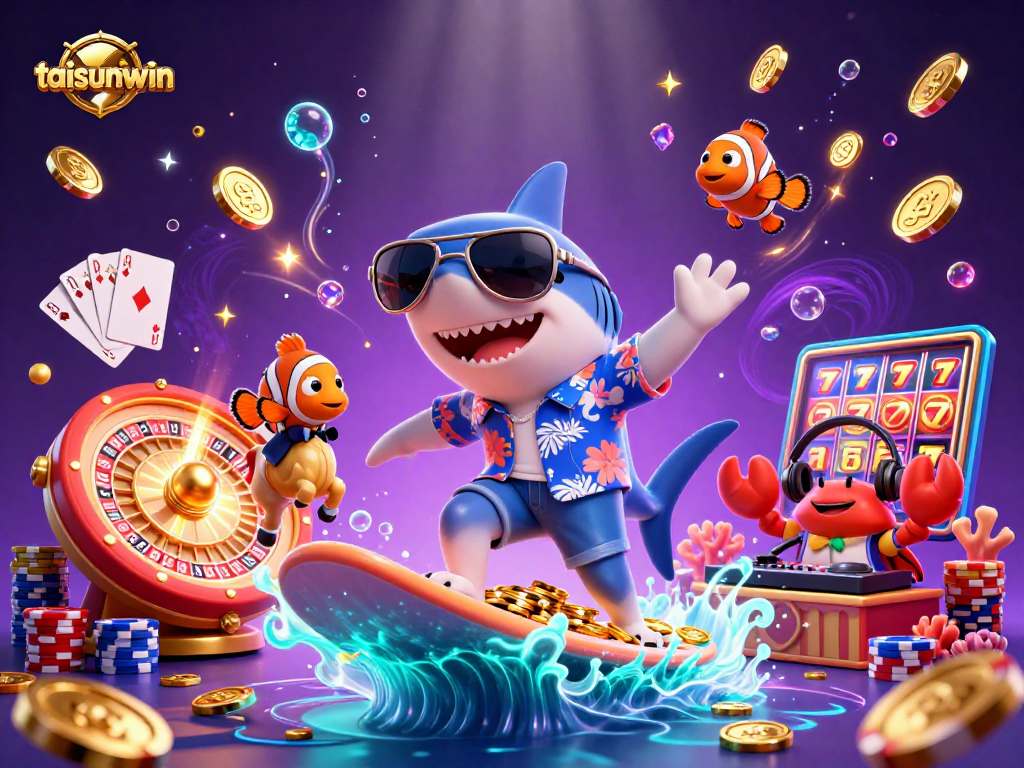 Experience the thrill of taisunwin with our vibrant underwater casino adventure illustration.