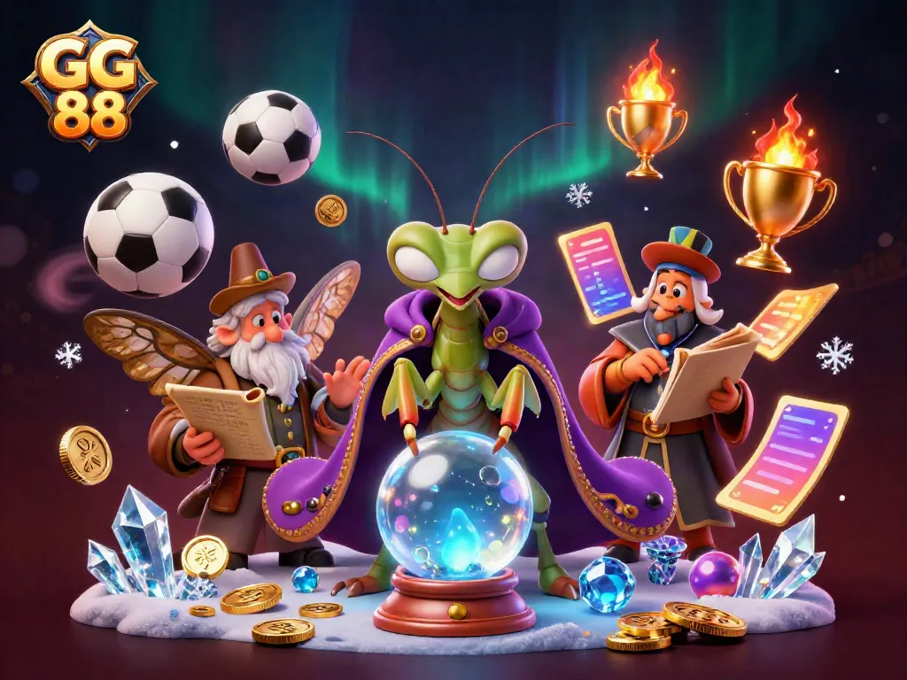 Win big with GG 88 in a vibrant 3D casino scene, featuring fortune tellers and dynamic sports elements.