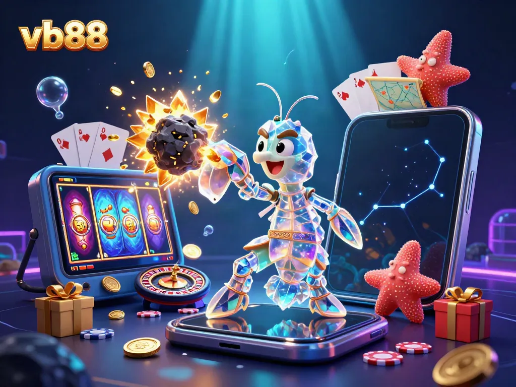 Experience thrilling gaming with vb88, featuring a galactic mantis shrimp in action.