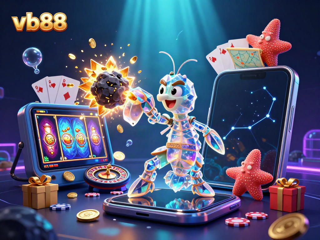 Experience thrilling gaming with vb88, featuring a galactic mantis shrimp in action.