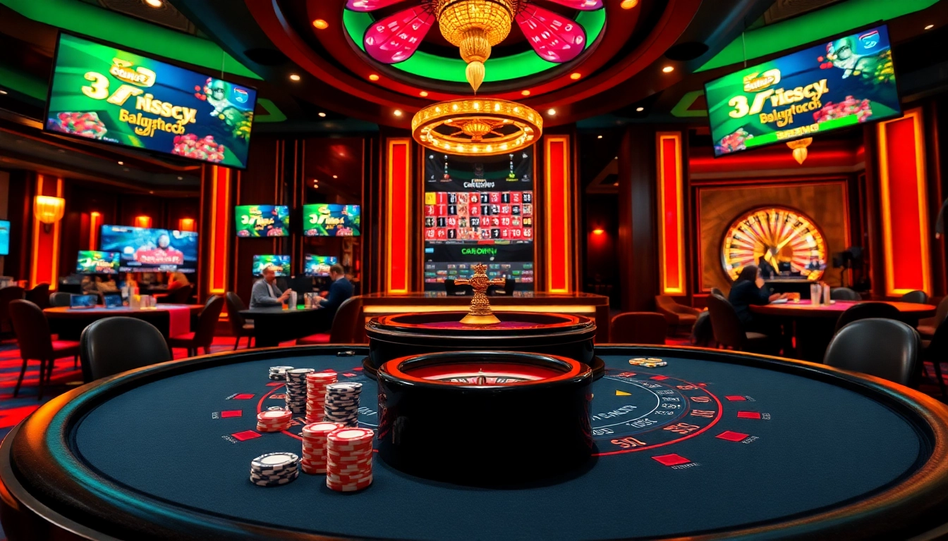 Engaging players at a soibet ออนไลน์ table with vibrant casino elements for an immersive online experience.