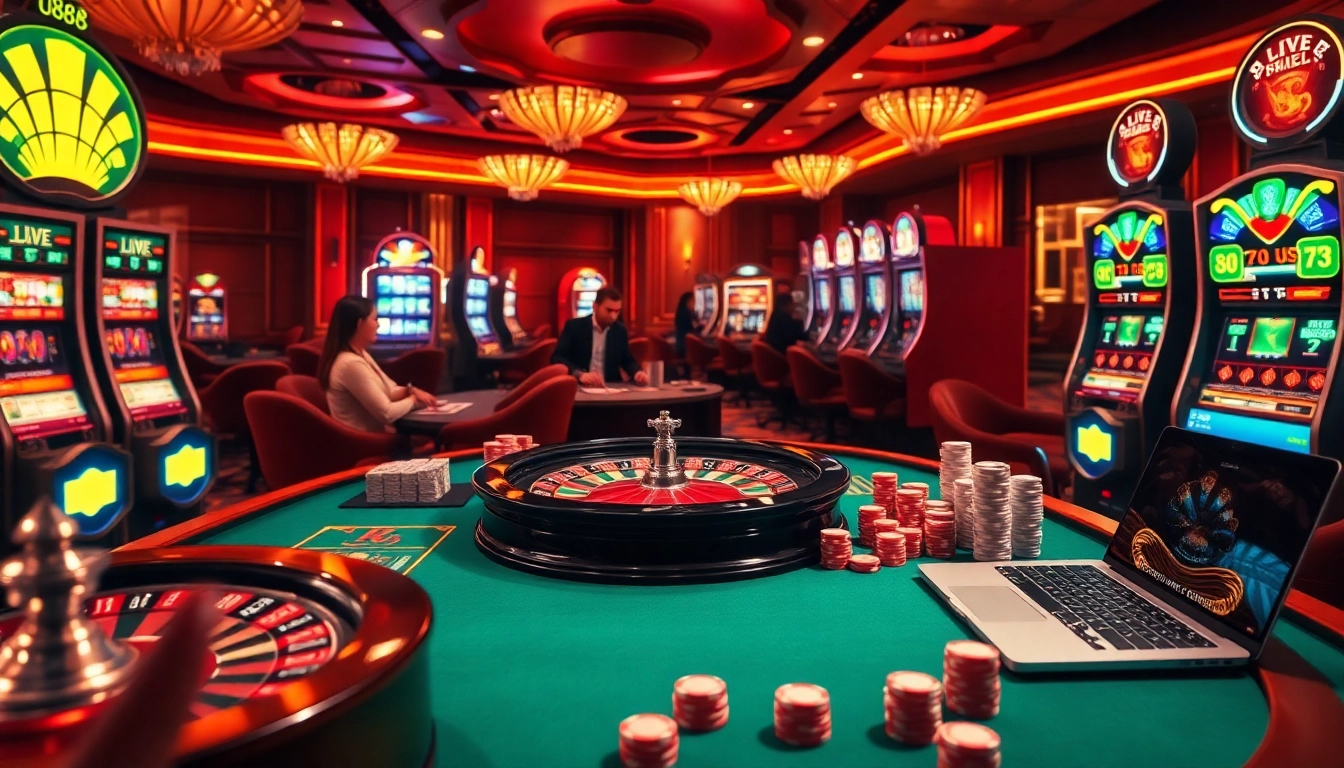 Experience the excitement of trang chủ u888 with luxurious online casino visuals, showcasing vibrant gaming elements.