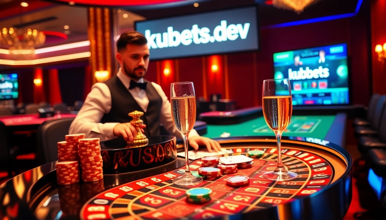 A player enjoying a thrilling game at kubetz.dev casino with vibrant chips and cards.