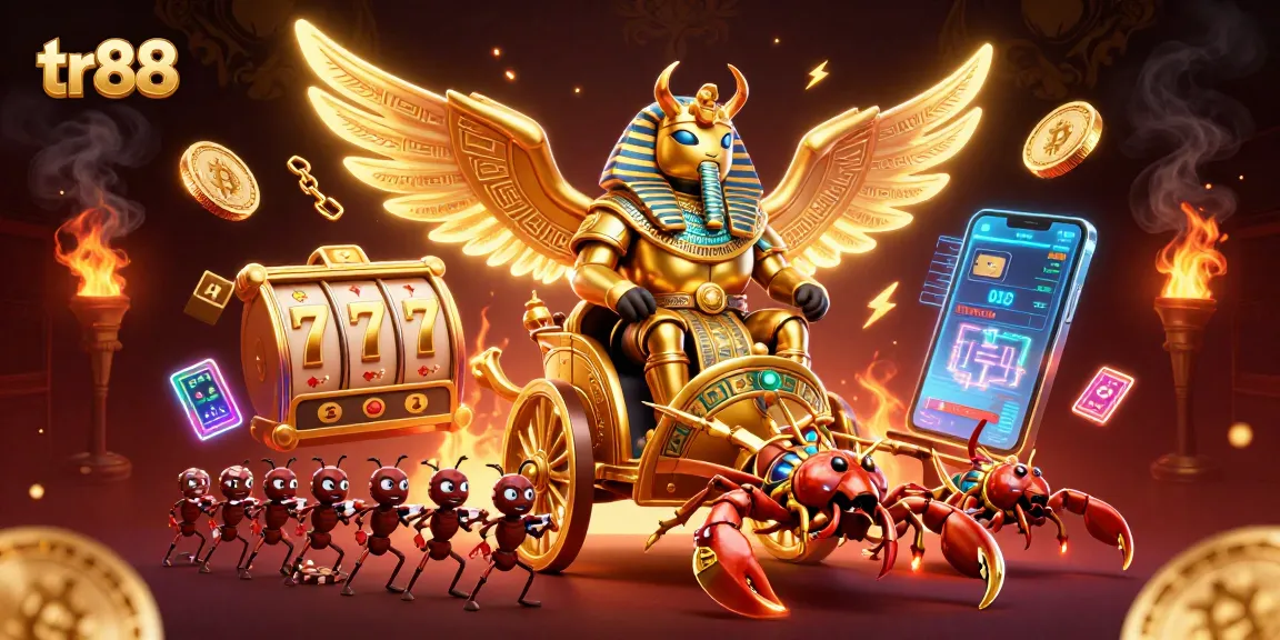 Experience thrilling slots and jackpots at tr88 with a vibrant casino atmosphere featuring unique characters.