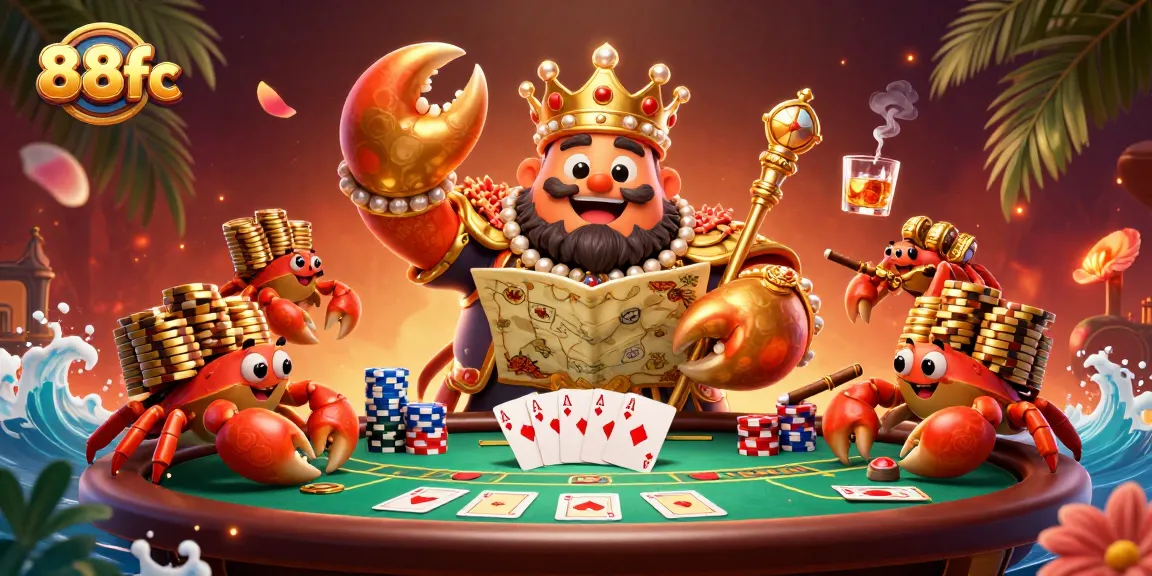 Experience excitement at 88fc casino through our vibrant 3D crab-themed gaming illustration.